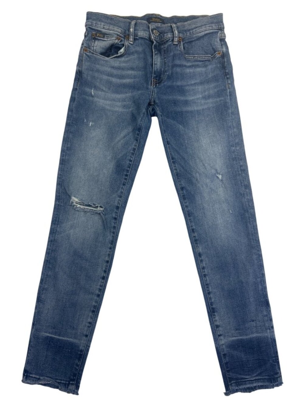 Polo Ralph Lauren Tompkins Skinny Jeans Women's 26R Distressed Blue Raw Hem